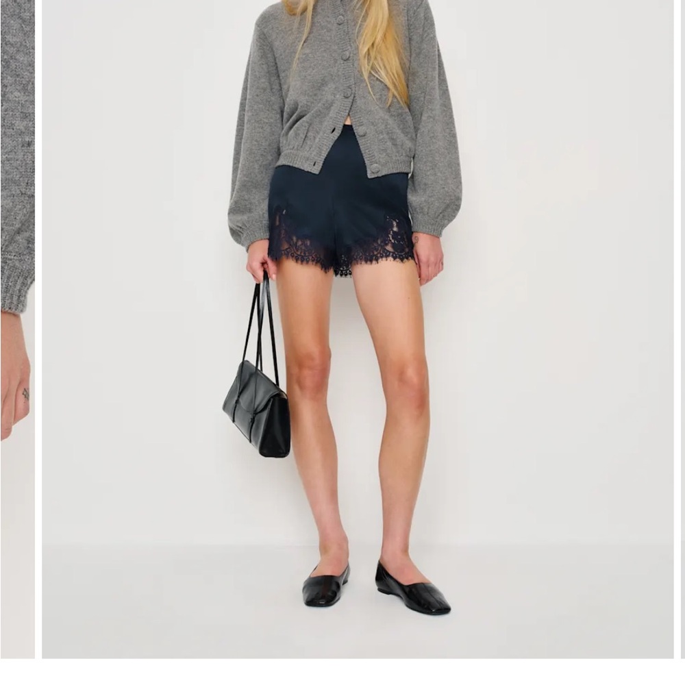 Reformation Fern Satin Short in Navy